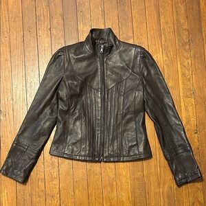 Gallery Women's dark brown Leather Jacket